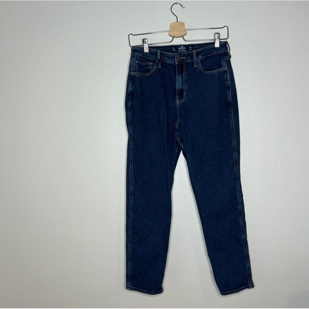 Hollister Ultra High Rise Mom Jeans Blue Dark Wash Cotton Blend Size 28